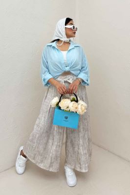 شومیز گره ای لینن SND پاگن دار