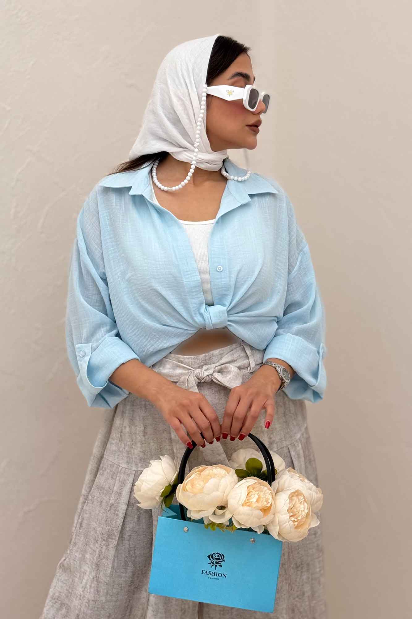 شومیز گره ای لینن SND پاگن دار