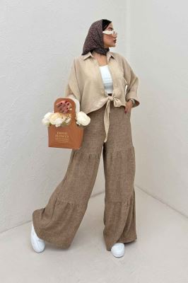 شومیز گره ای تک جیب لینن SND