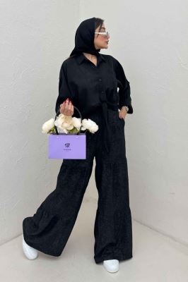 شومیز گره ای تک جیب لینن SND