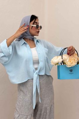 شومیز گره ای تک جیب لینن SND