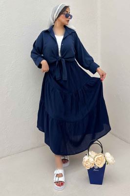 شومیز لینن کتان گره ای مچ دار