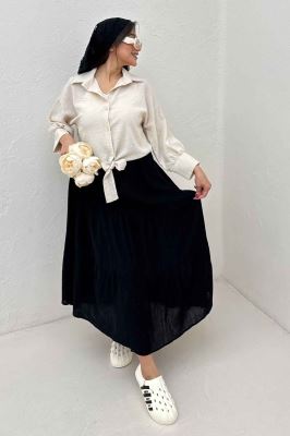 شومیز لینن کتان گره ای مچ دار