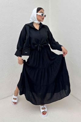 شومیز لینن کتان گره ای مچ دار