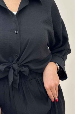 شومیز لینن کتان گره ای مچ دار