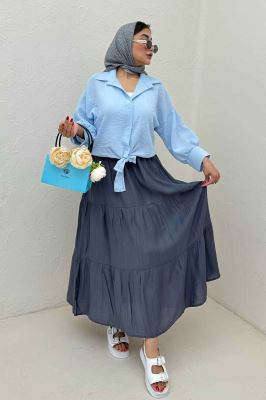 شومیز لینن کتان گره ای مچ دار