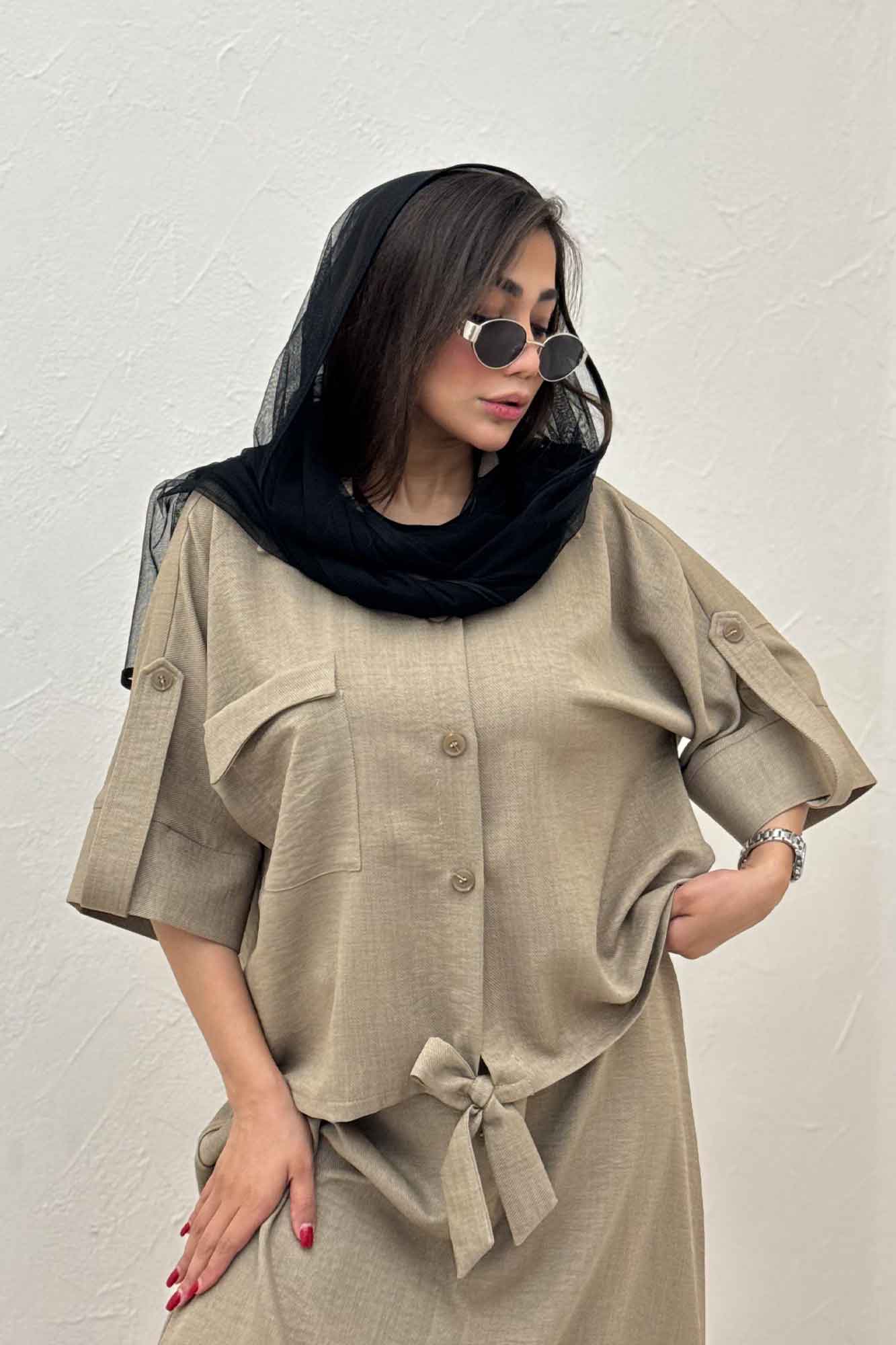 ست شومیز و دامن شانتون کجراه نینو