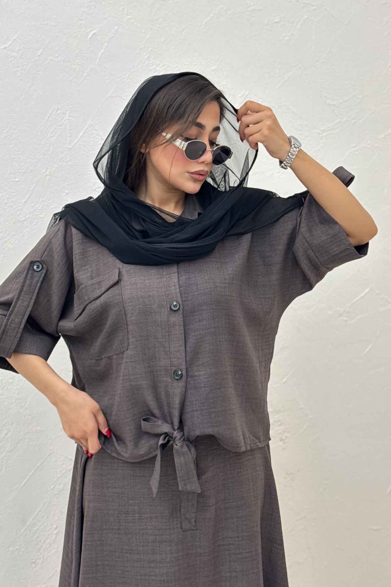 ست شومیز و دامن شانتون کجراه نینو