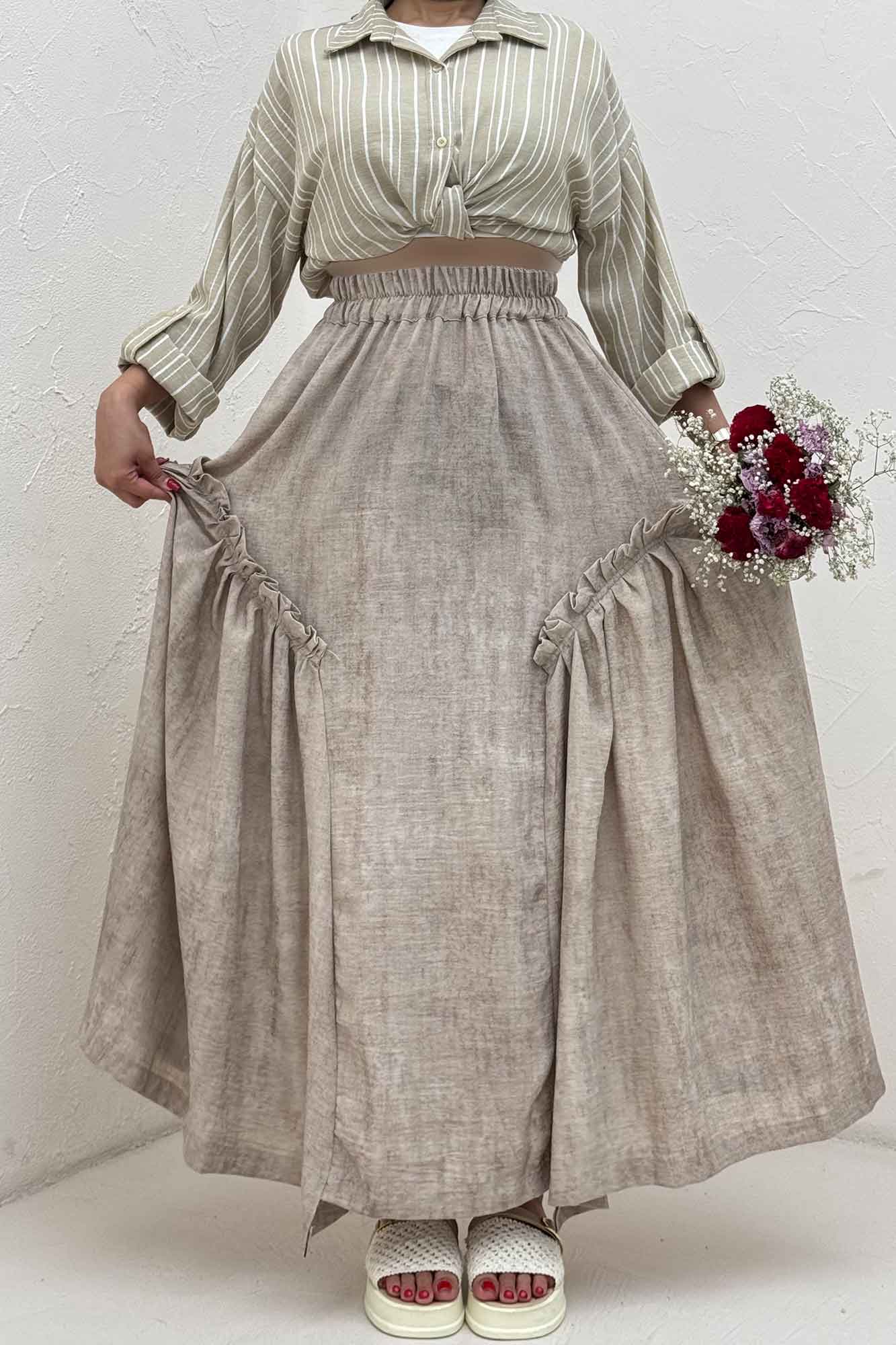 دامن بلند جردن پرینت سروناز