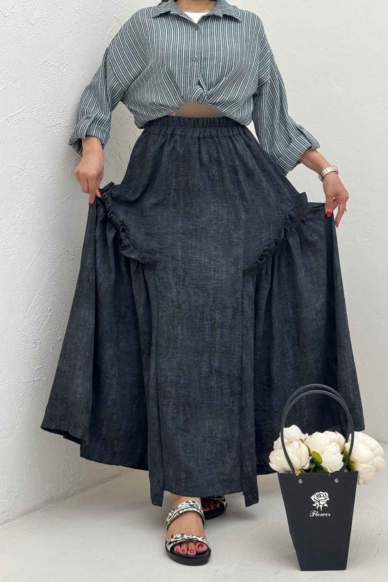 دامن بلند جردن پرینت سروناز