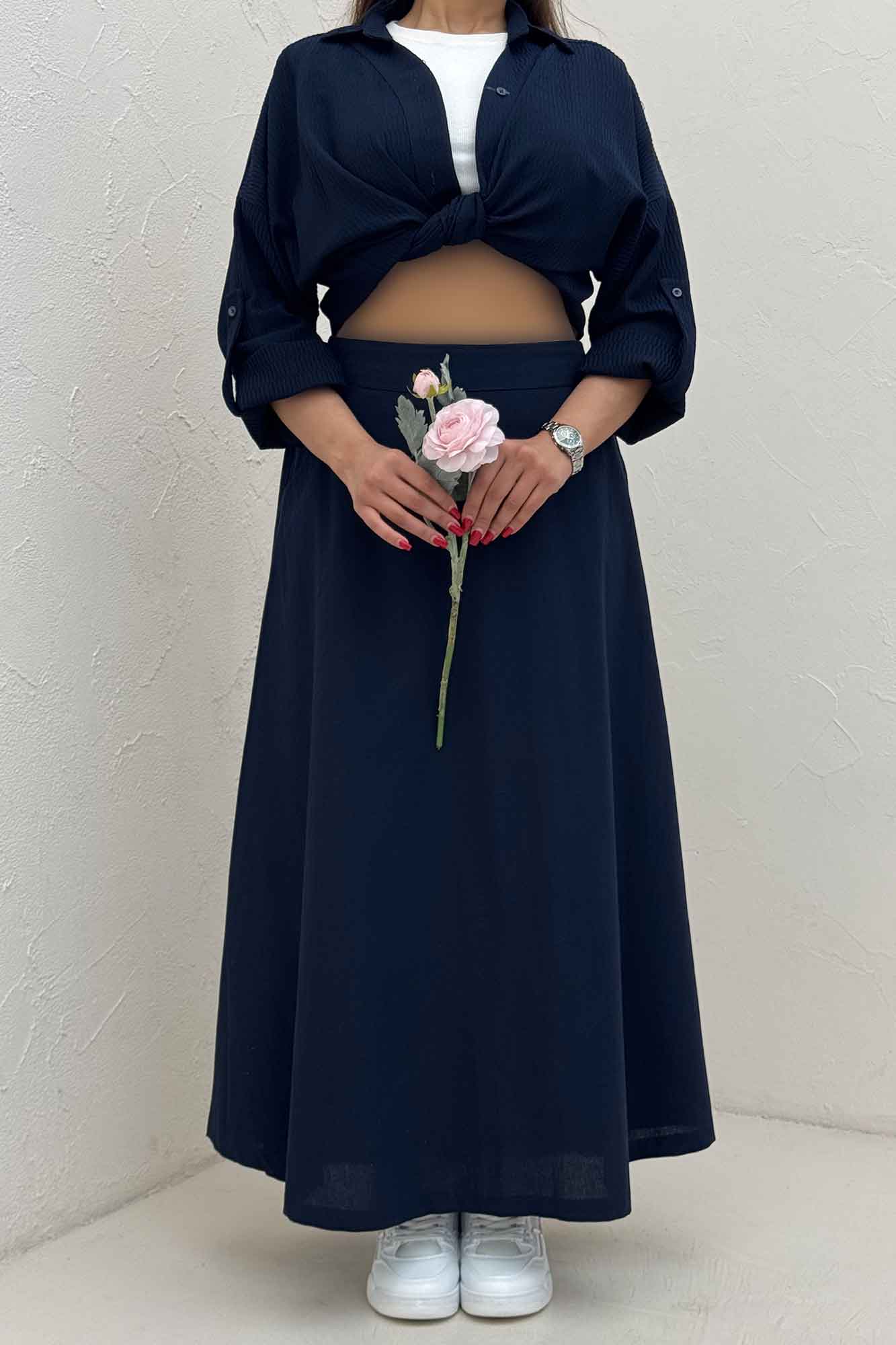 دامن لینن بلند مینیمال