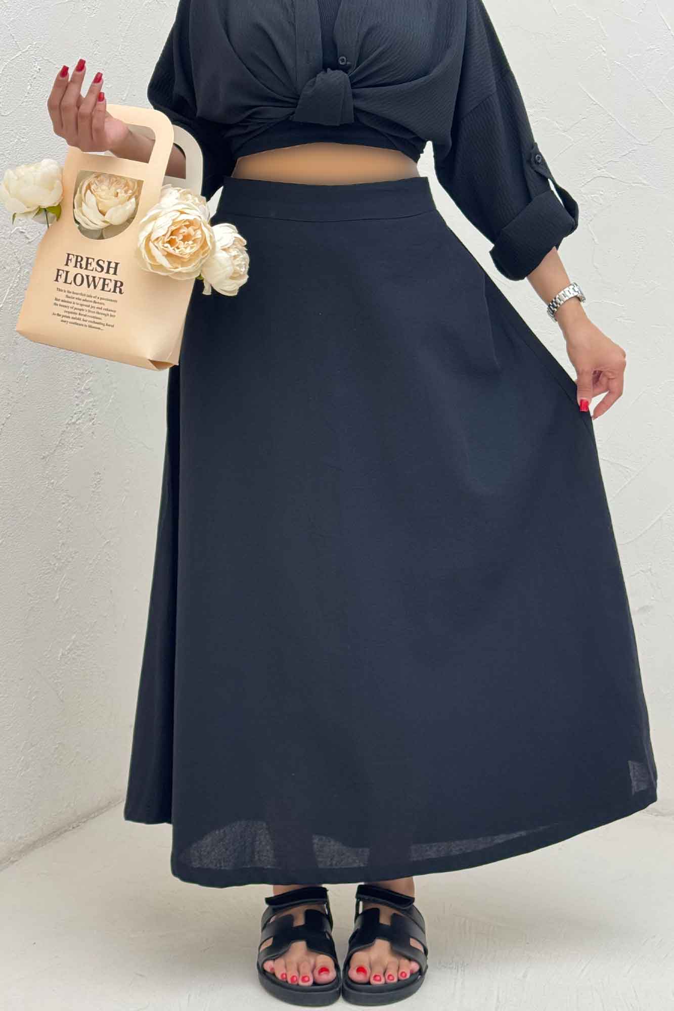 دامن لینن بلند مینیمال