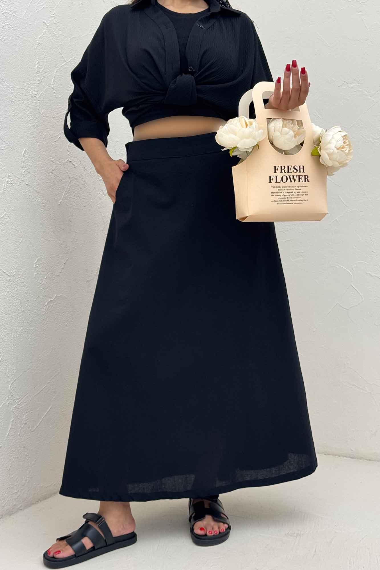 دامن لینن بلند مینیمال