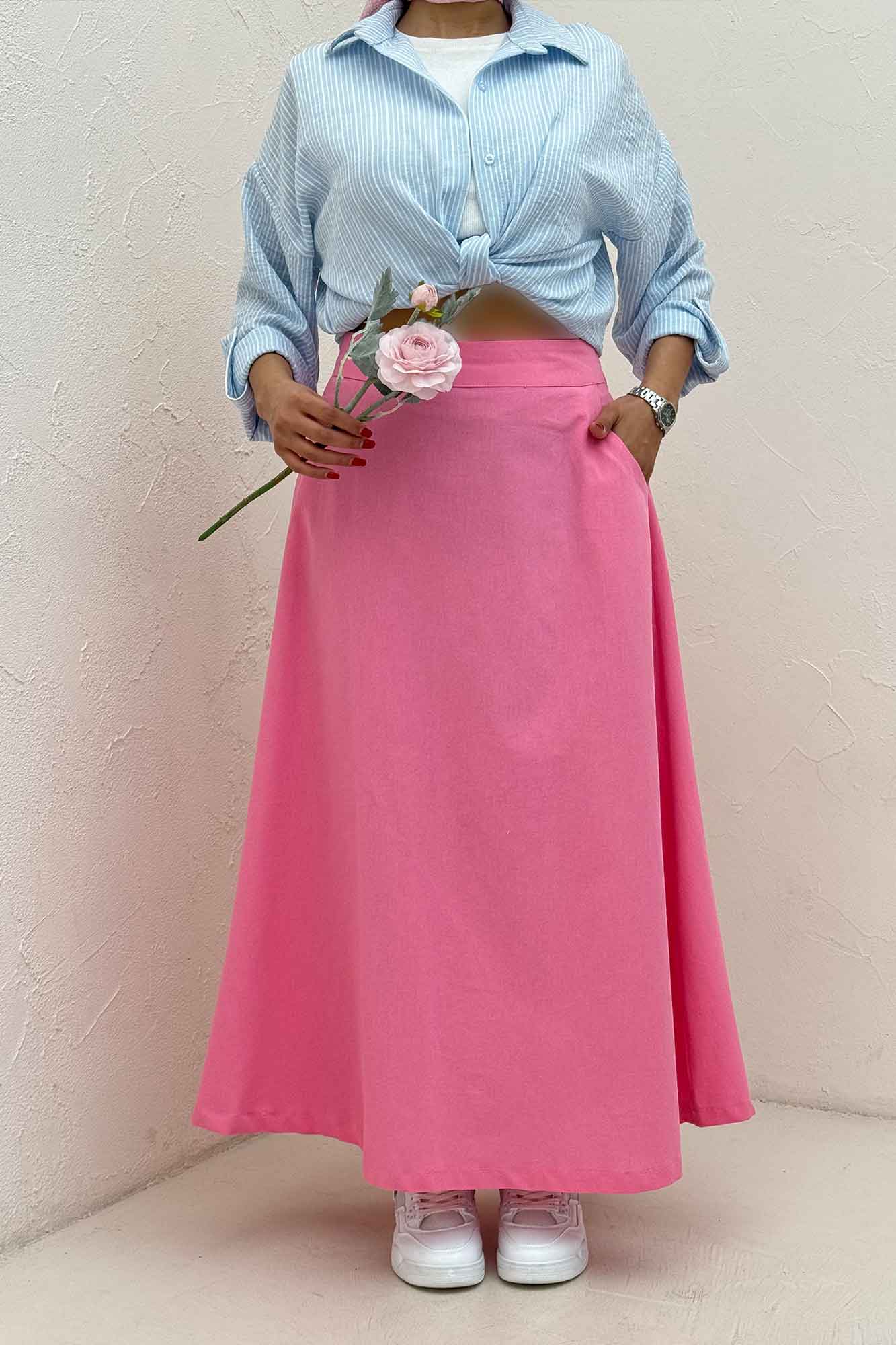 دامن لینن بلند مینیمال