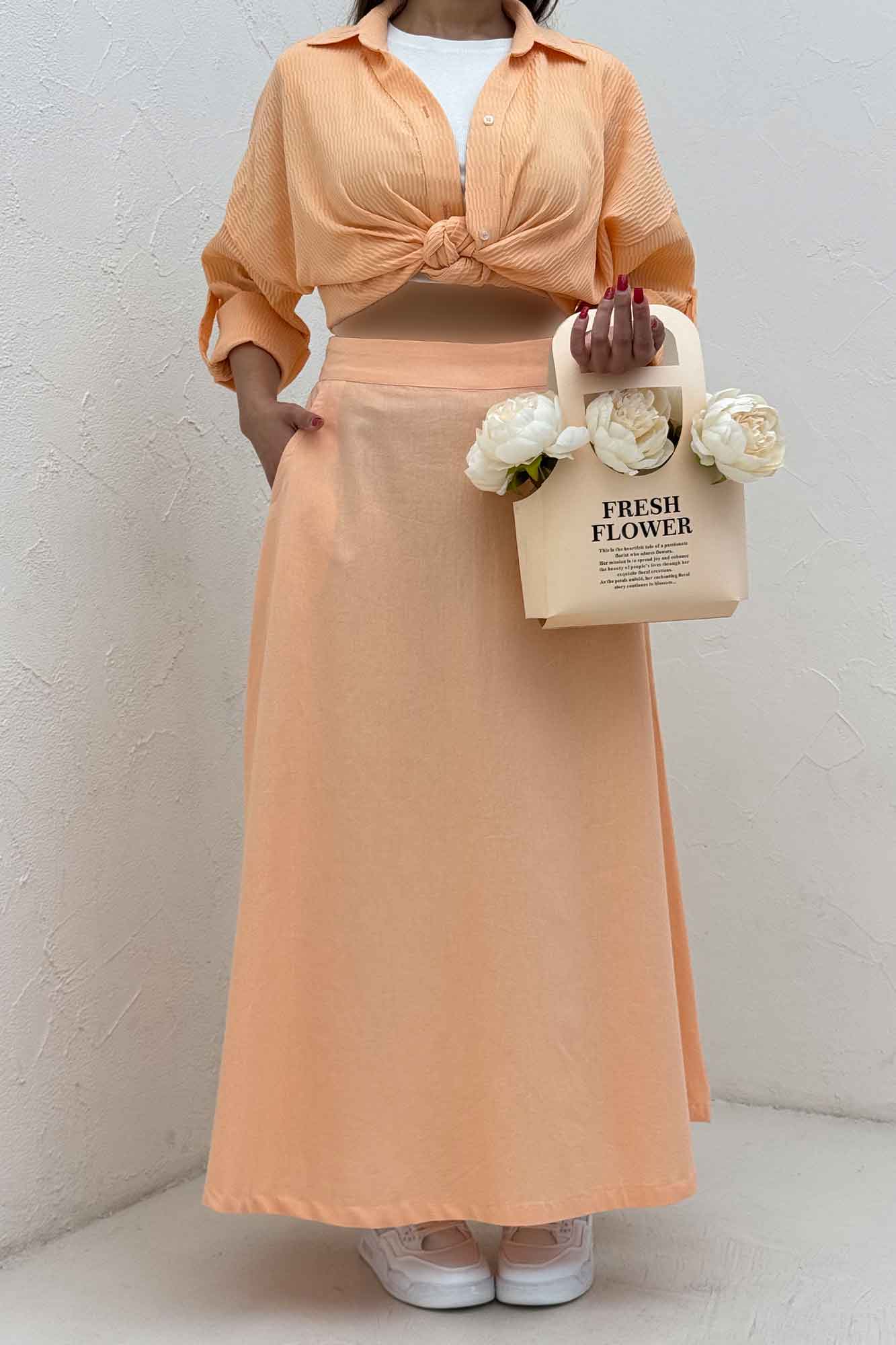 دامن لینن بلند مینیمال