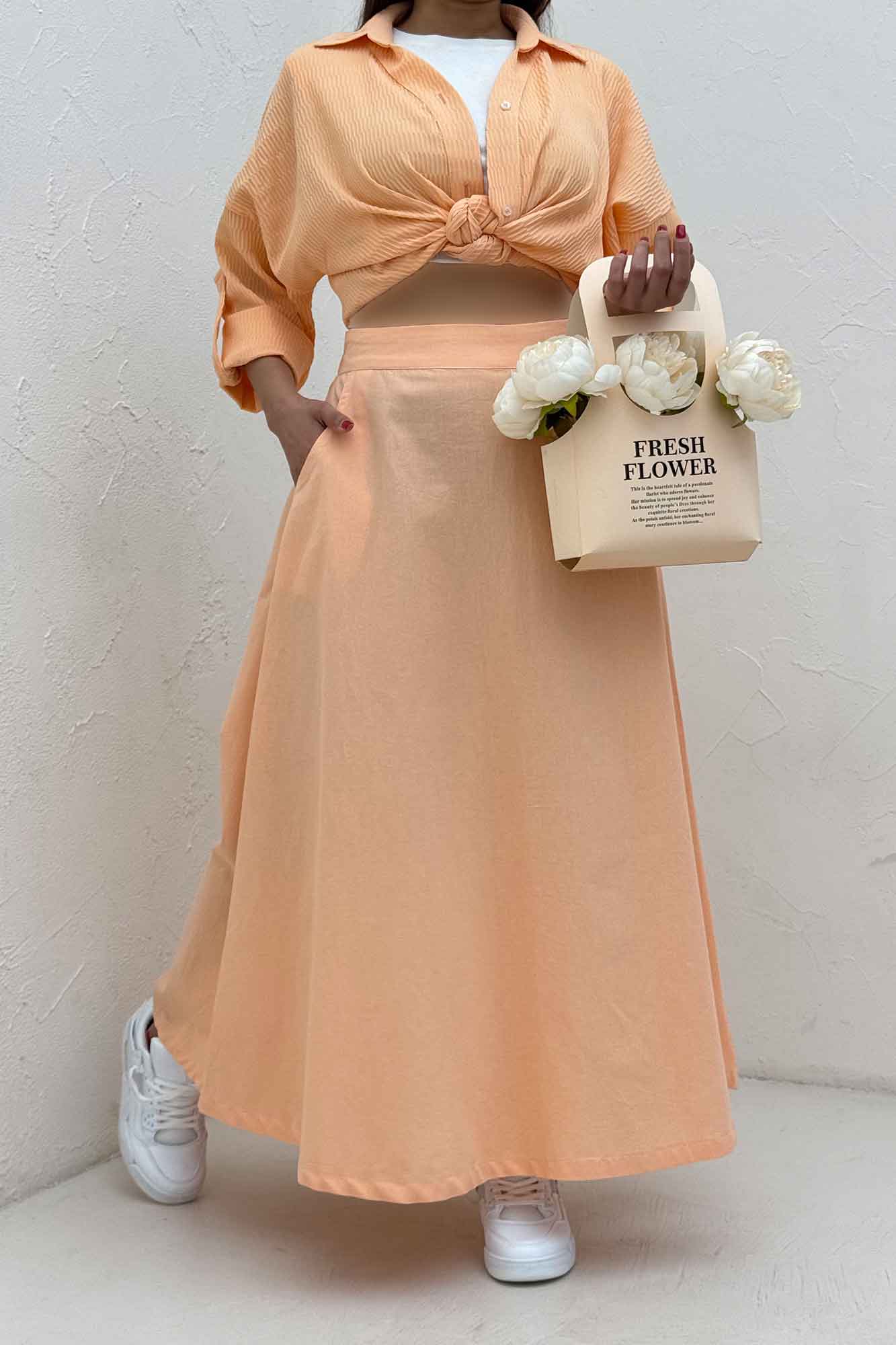 دامن لینن بلند مینیمال