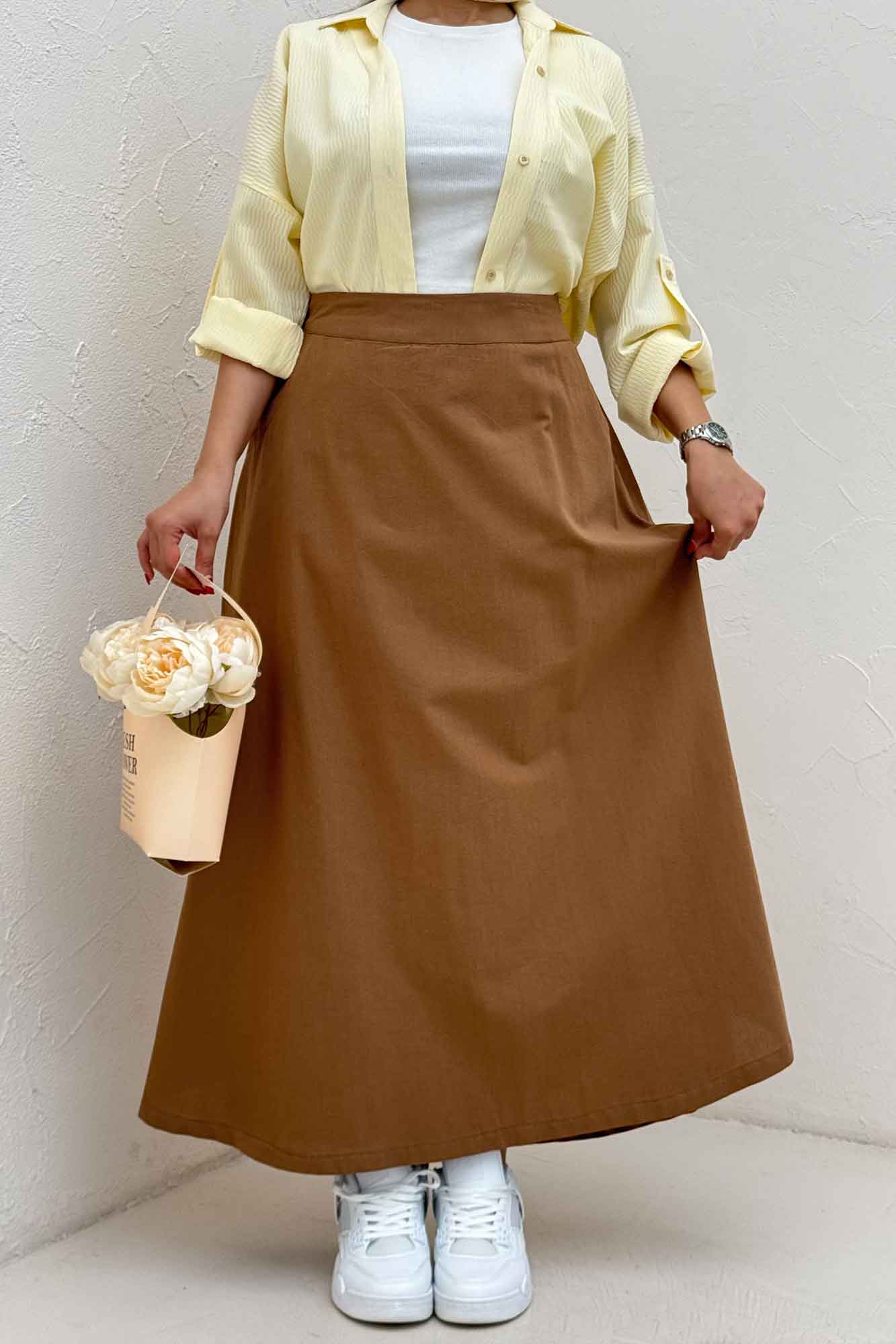 دامن لینن بلند مینیمال