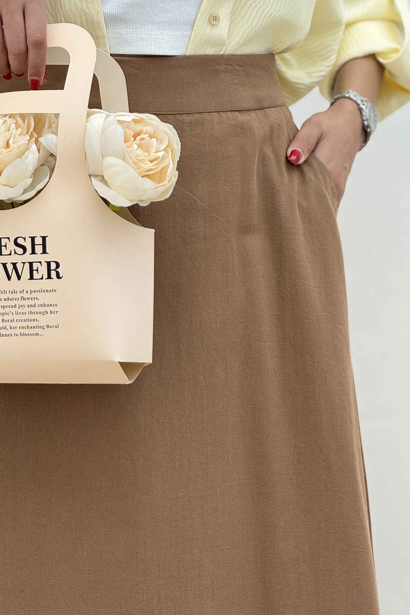 دامن لینن بلند مینیمال