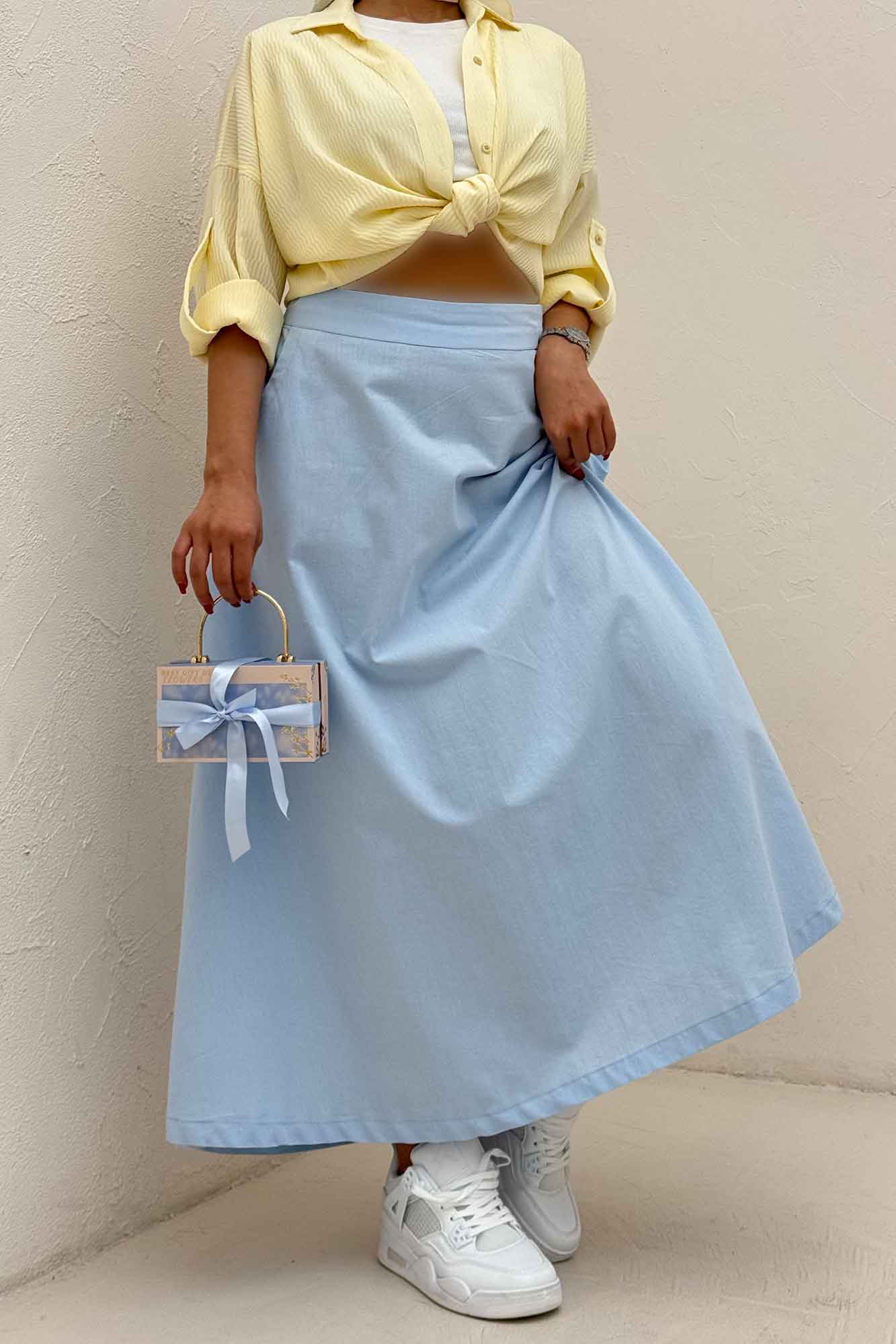 دامن لینن بلند مینیمال