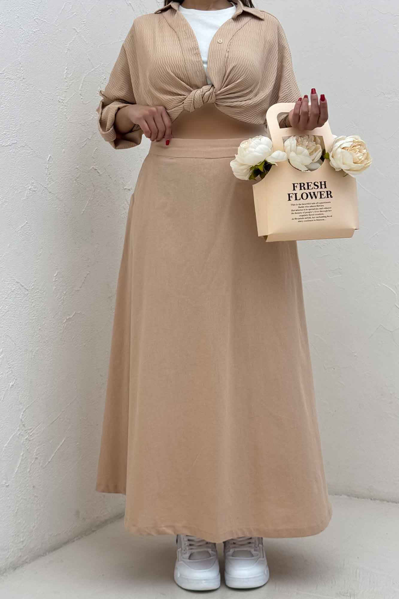 دامن لینن بلند مینیمال