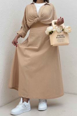 دامن لینن بلند مینیمال