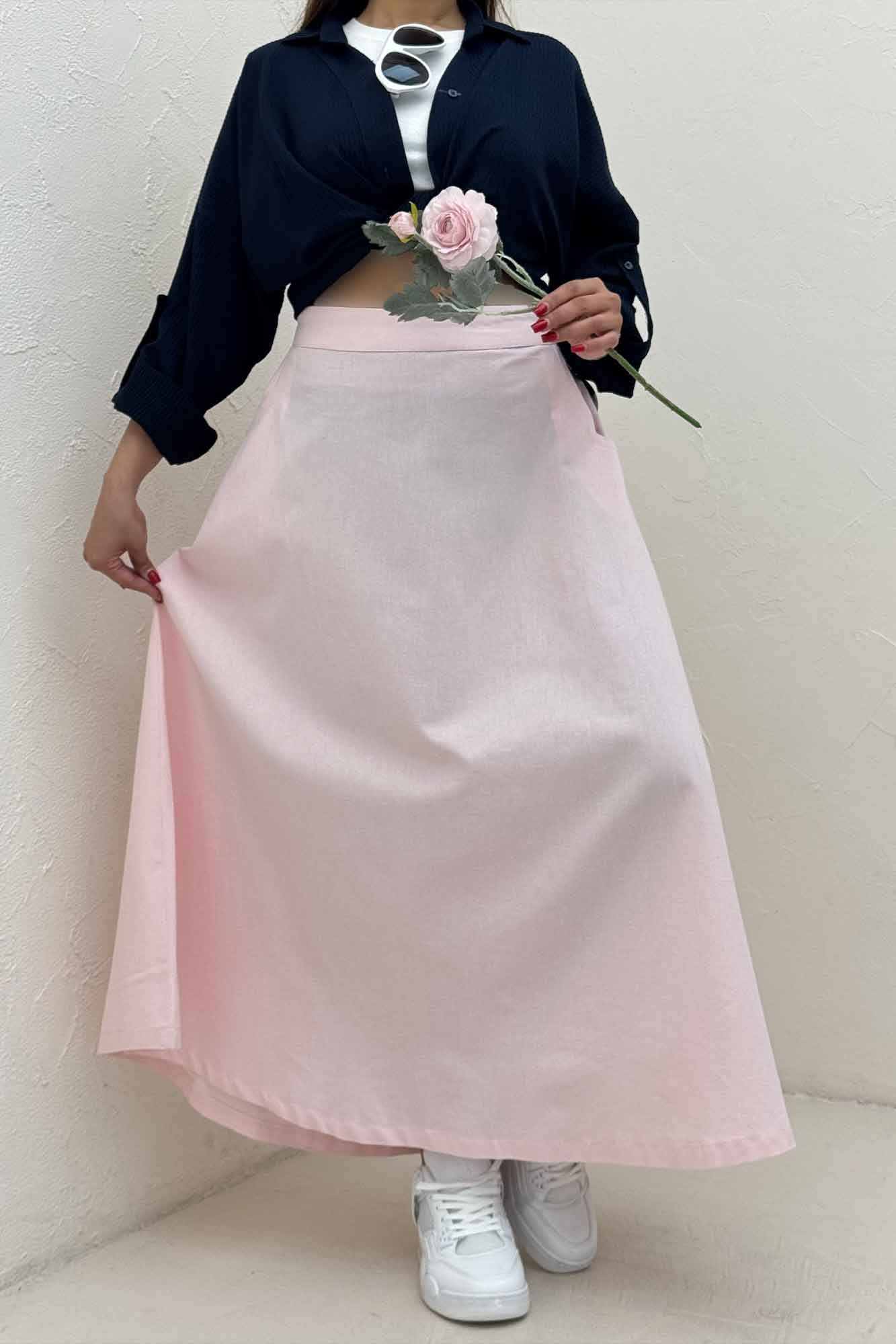 دامن لینن بلند مینیمال