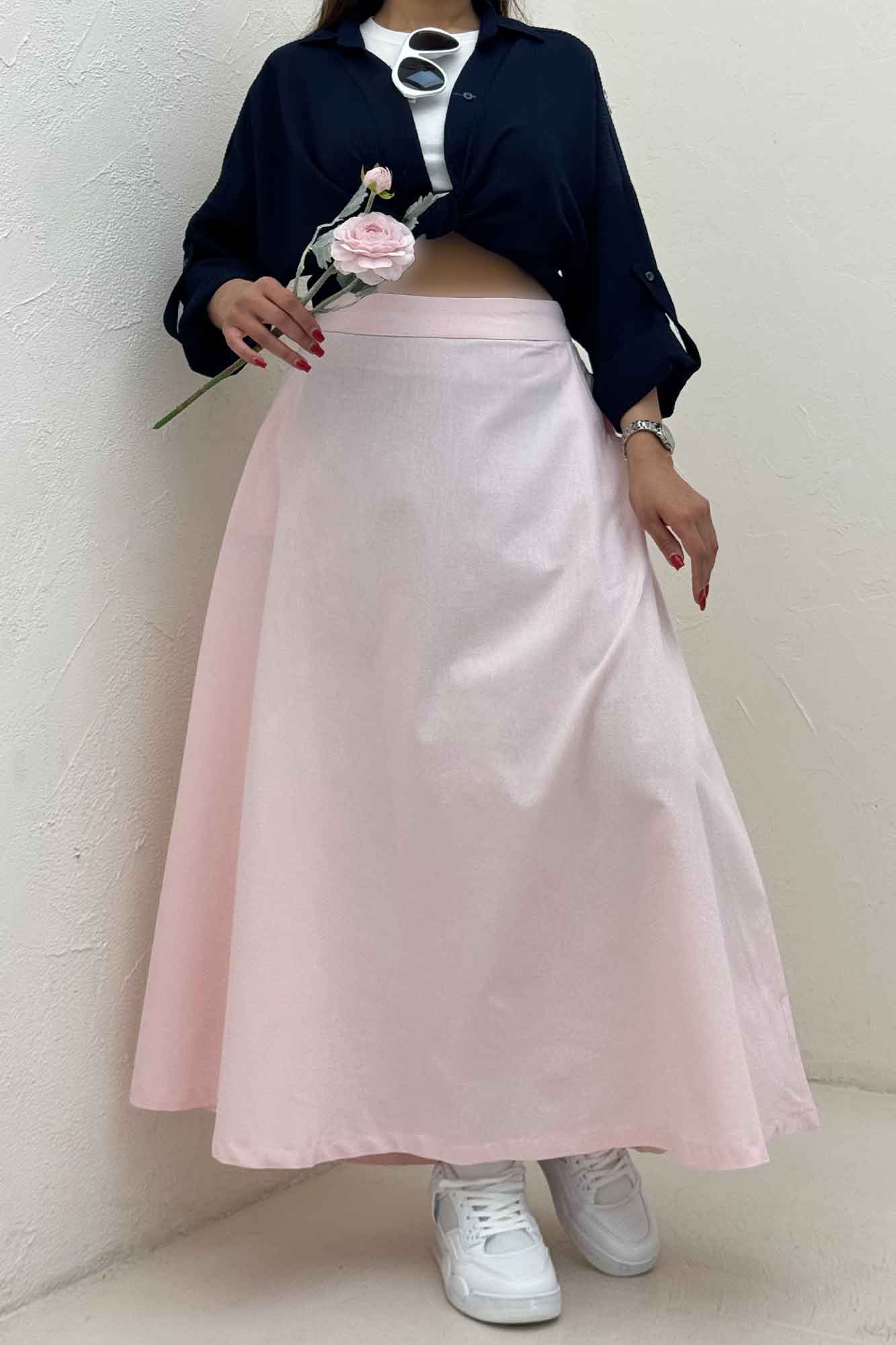 دامن لینن بلند مینیمال