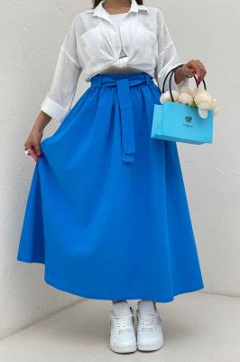 دامن کمربنددار لینن