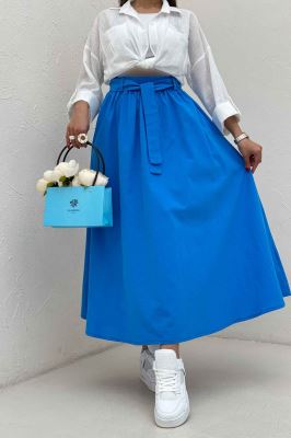 دامن کمربنددار لینن