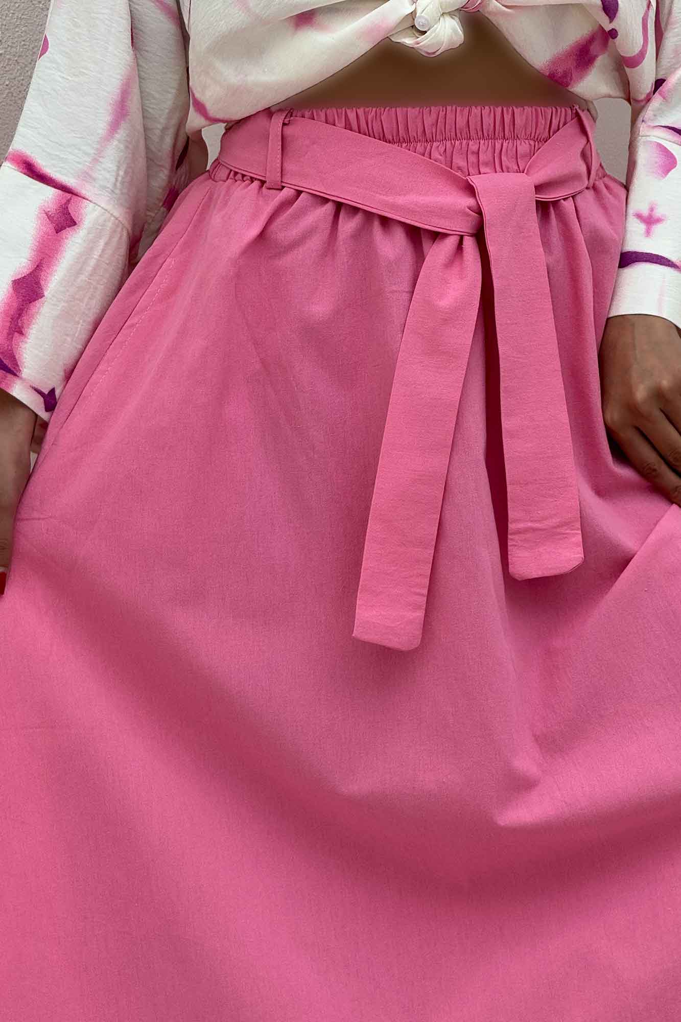 دامن کمربنددار لینن