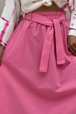 دامن کمربنددار لینن