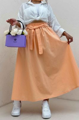 دامن کمربنددار لینن