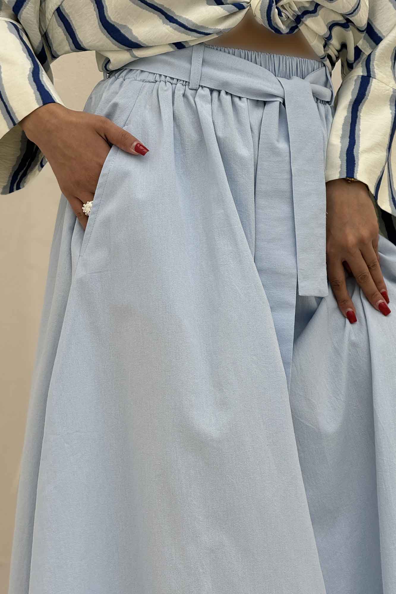 دامن کمربنددار لینن