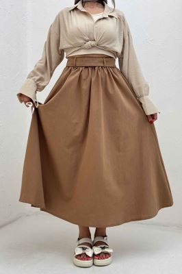 دامن کمربنددار لینن