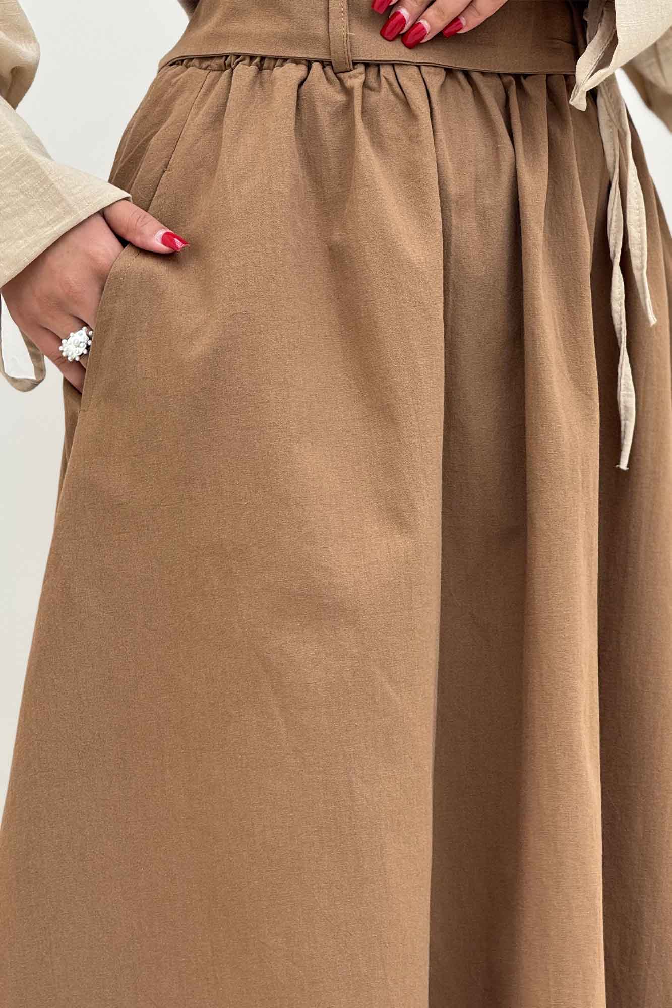 دامن کمربنددار لینن