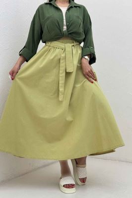 دامن کمربنددار لینن