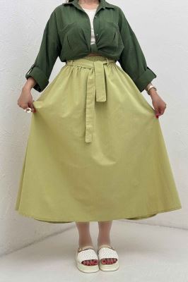 دامن کمربنددار لینن