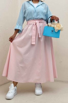 دامن کمربنددار لینن