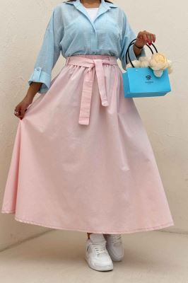 دامن کمربنددار لینن