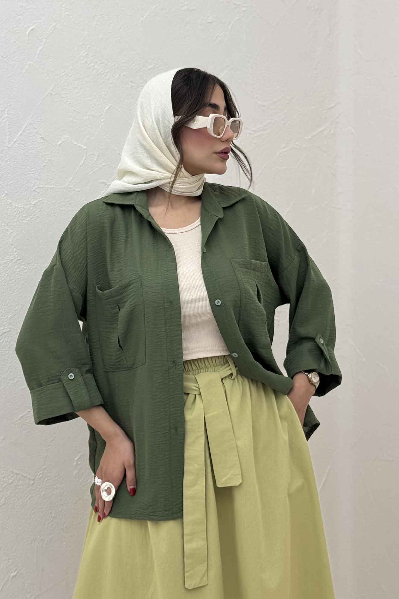 شومیز مانتویی لینن SND آستین پاگن