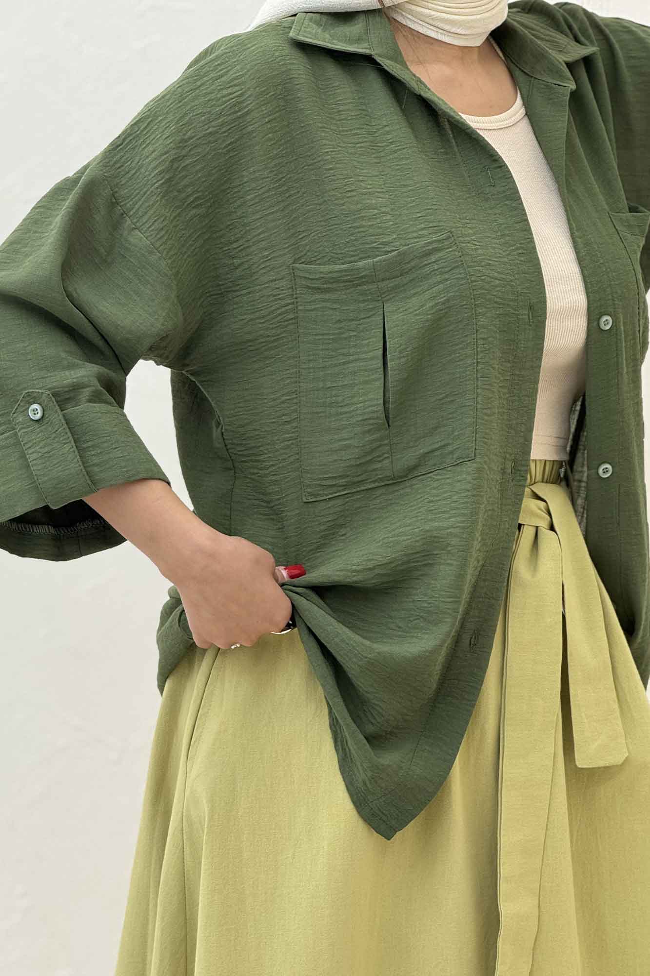 شومیز مانتویی لینن SND آستین پاگن