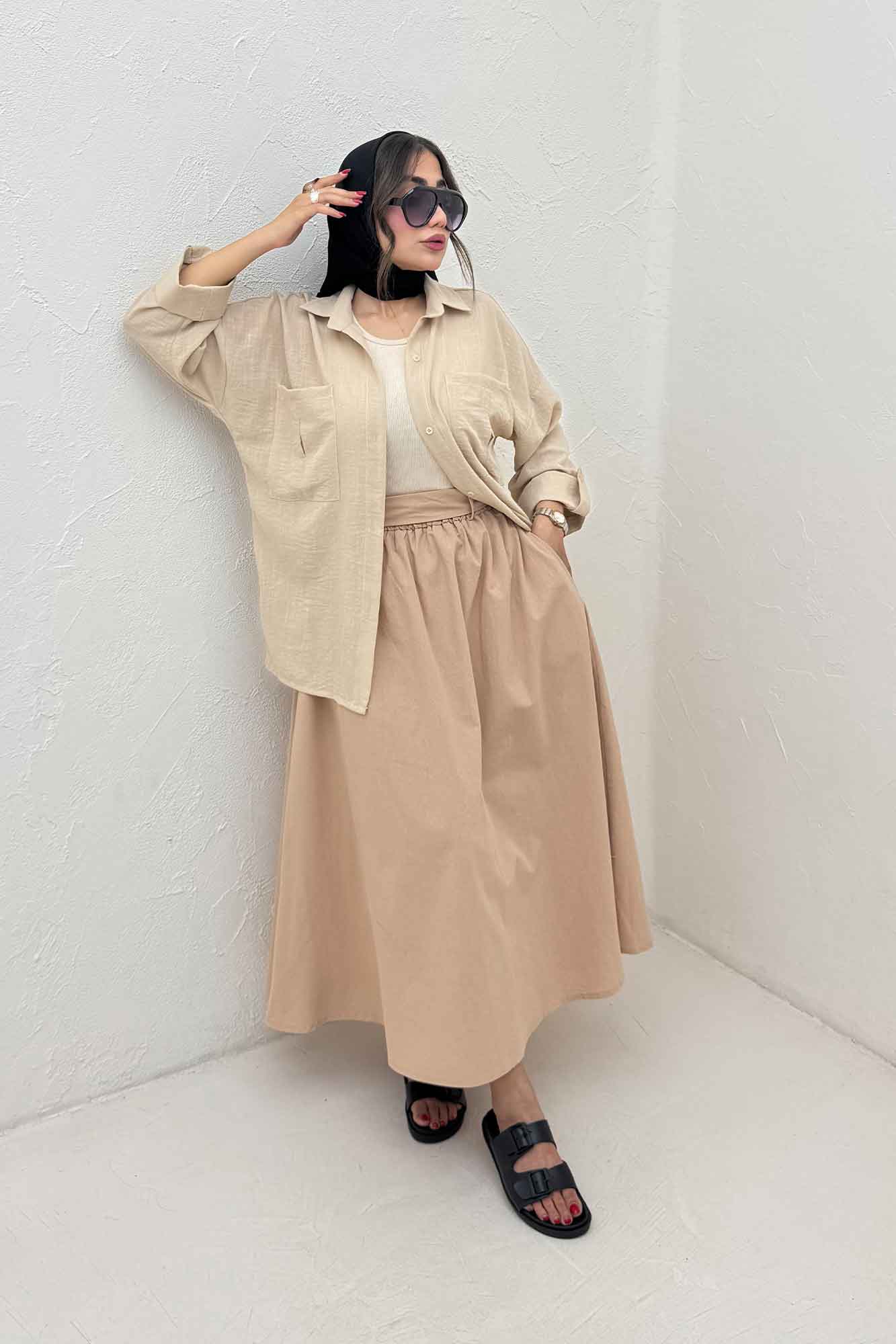 شومیز مانتویی لینن SND آستین پاگن