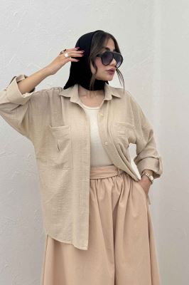 شومیز مانتویی لینن SND آستین پاگن