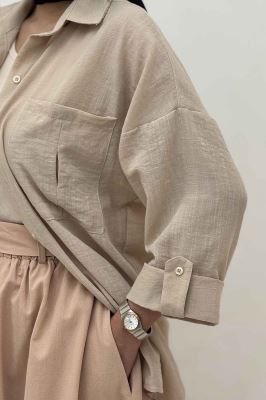 شومیز مانتویی لینن SND آستین پاگن