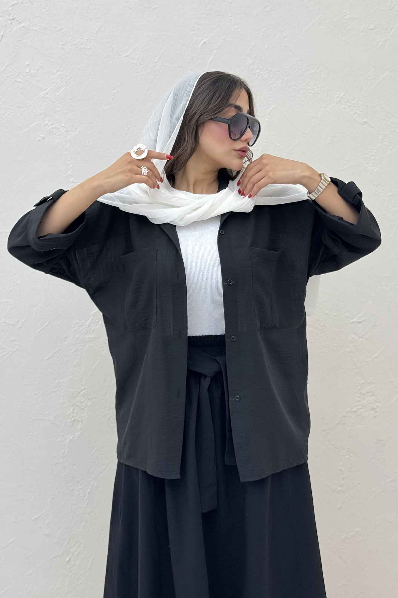 شومیز مانتویی لینن SND آستین پاگن