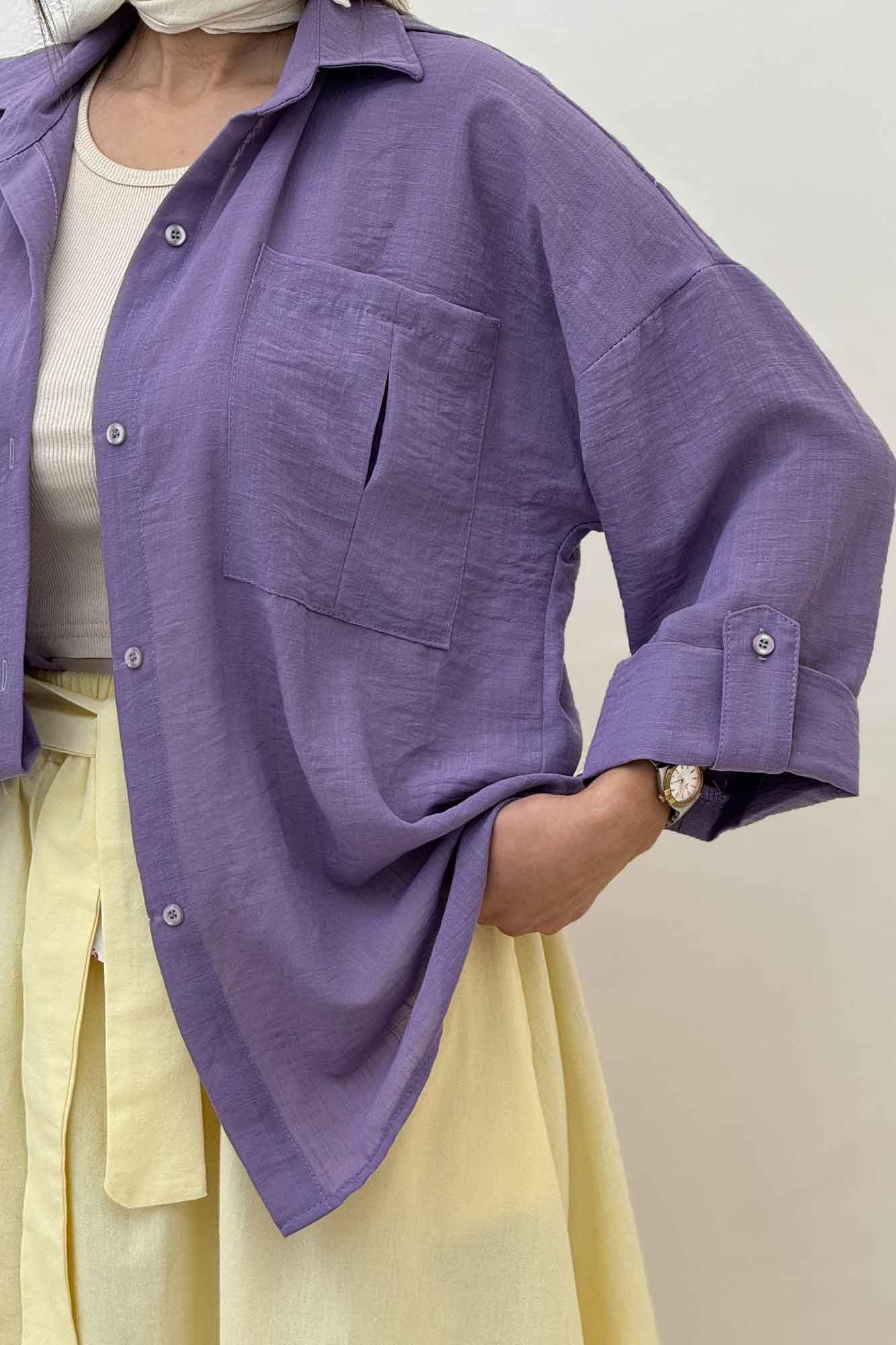 شومیز مانتویی لینن SND آستین پاگن