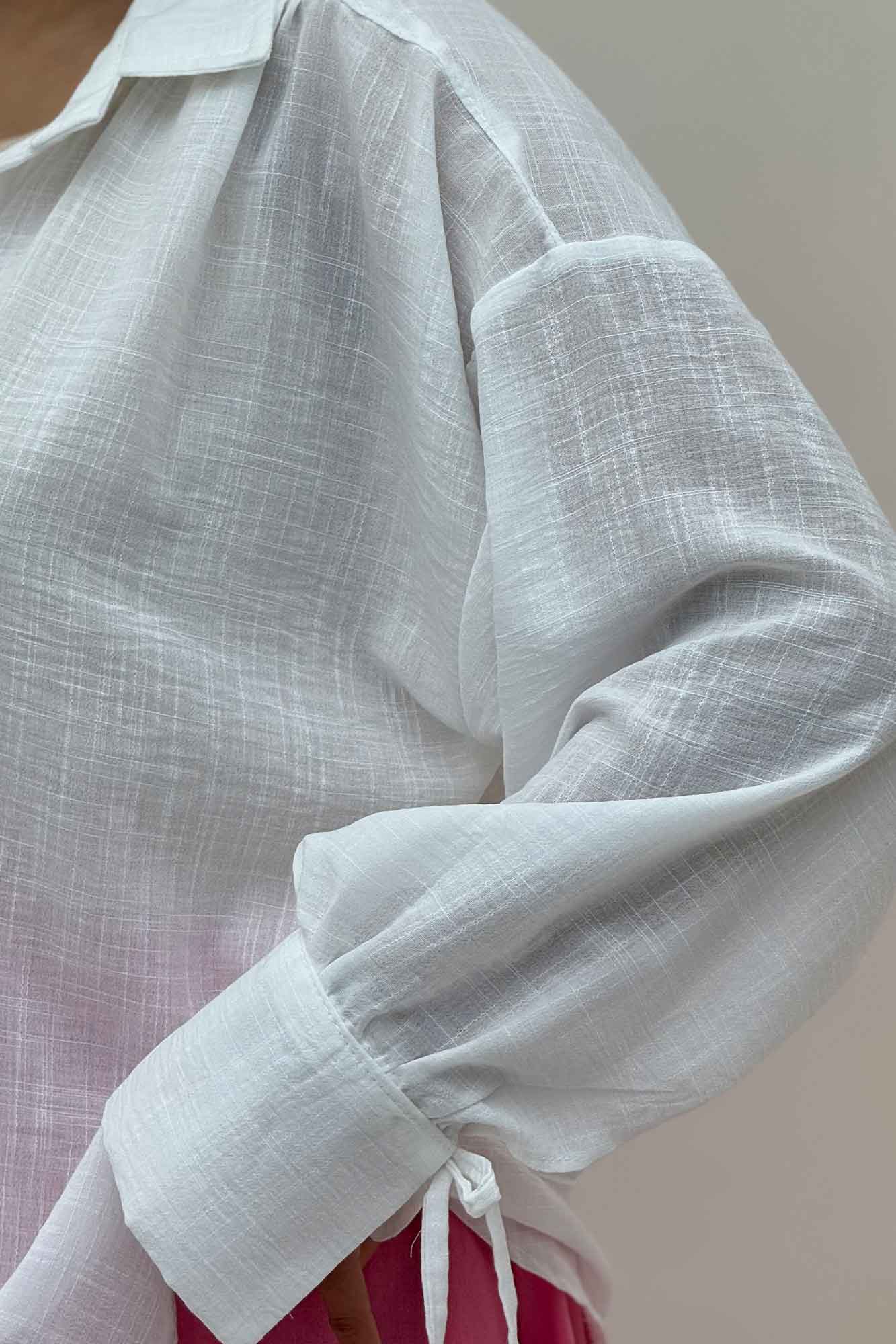 شومیز مانتویی آستین بنددار لینن SND