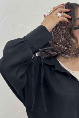 شومیز مانتویی آستین بنددار لینن SND