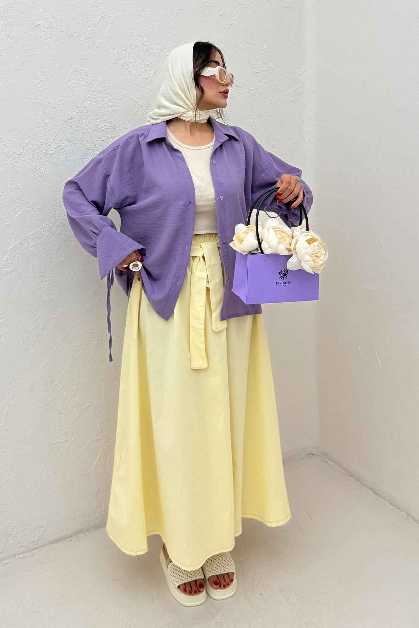 شومیز مانتویی آستین بنددار لینن SND