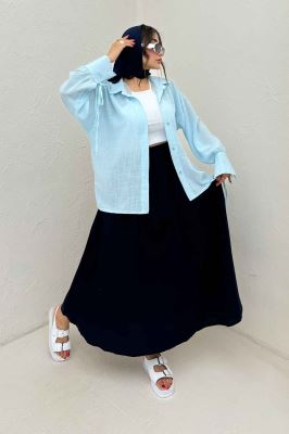 شومیز مانتویی آستین بنددار لینن SND